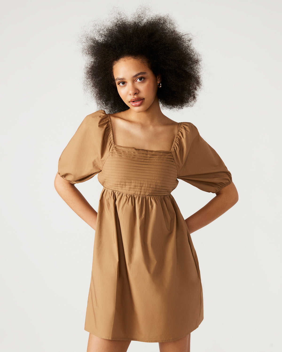 INARA Dress Beige | Women's Puff Sleeve Mini Dress | Steve Madden Popular