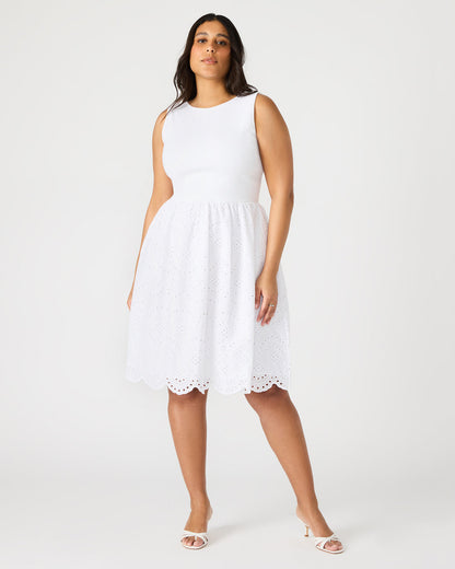 JULIAN White Women's Eyelet Sleeveless Midi Dress | Steve Madden Exclusive