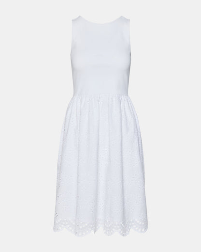 JULIAN White Women's Eyelet Sleeveless Midi Dress | Steve Madden Exclusive