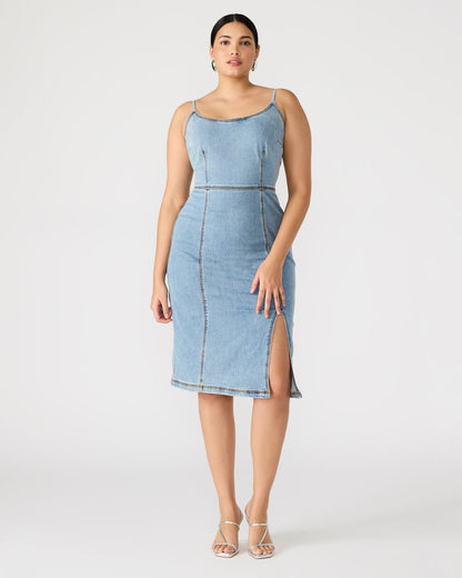 GISELLE Denim Midi Women's Dress with Slit | Steve Madden Premium
