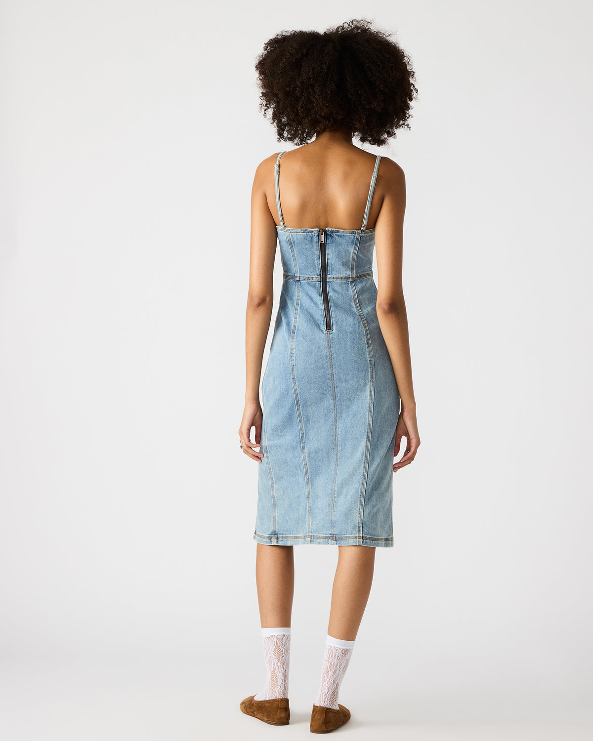 GISELLE Denim Midi Women's Dress with Slit | Steve Madden Premium