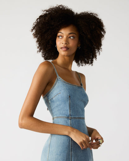 GISELLE Denim Midi Women's Dress with Slit | Steve Madden Premium