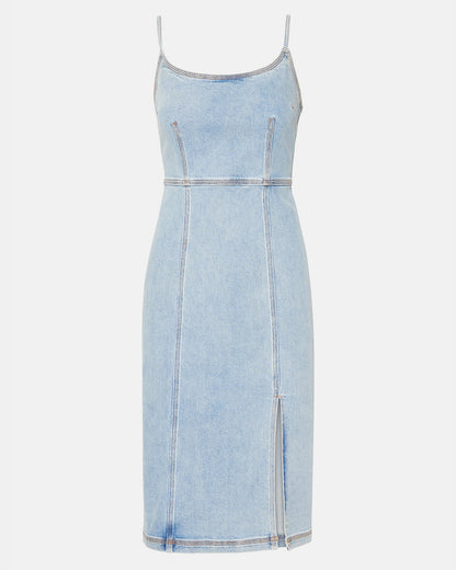 GISELLE Denim Midi Women's Dress with Slit | Steve Madden Premium