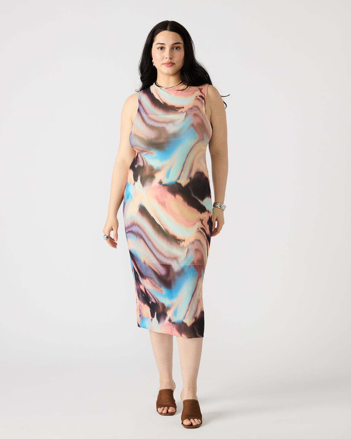 SIDRA Multi Women's Sleeveless Tie-Dye Midi Dress | Steve Madden Exclusive