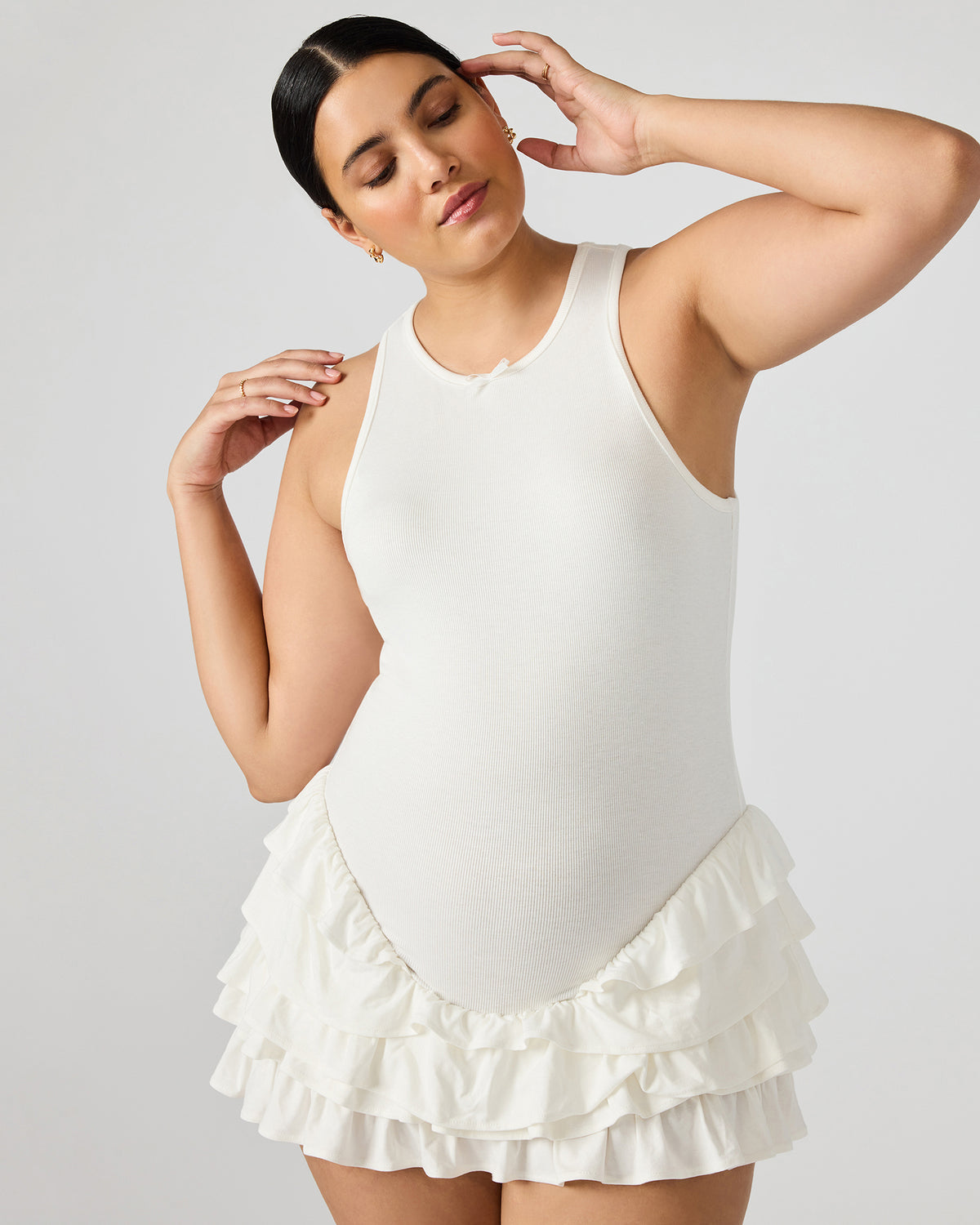 CLEA White Ruffled Mini Women's Dress | Steve Madden Value