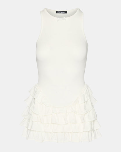 CLEA White Ruffled Mini Women's Dress | Steve Madden Value