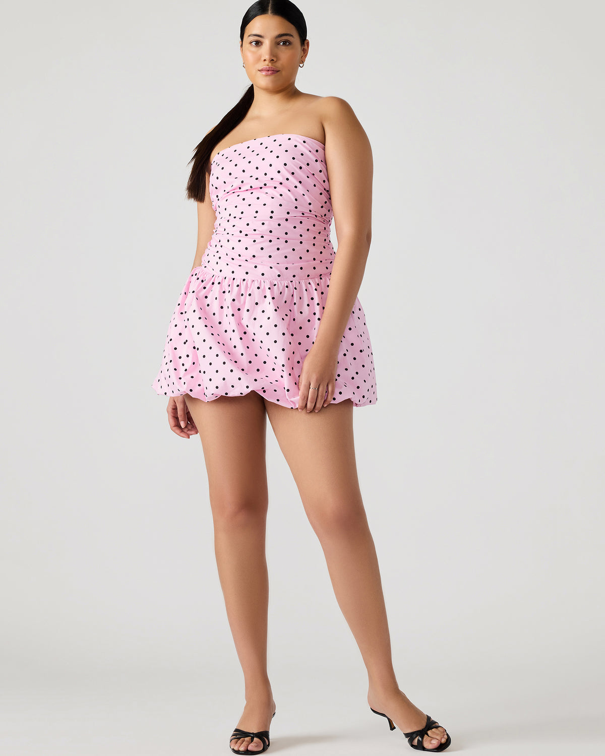 GIGI Pink Women's Strapless Mini Bubble-Hem Dress | Steve Madden Exclusive