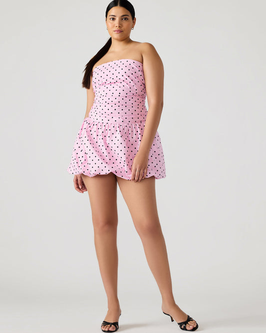 GIGI Pink Women's Strapless Mini Bubble-Hem Dress | Steve Madden Exclusive