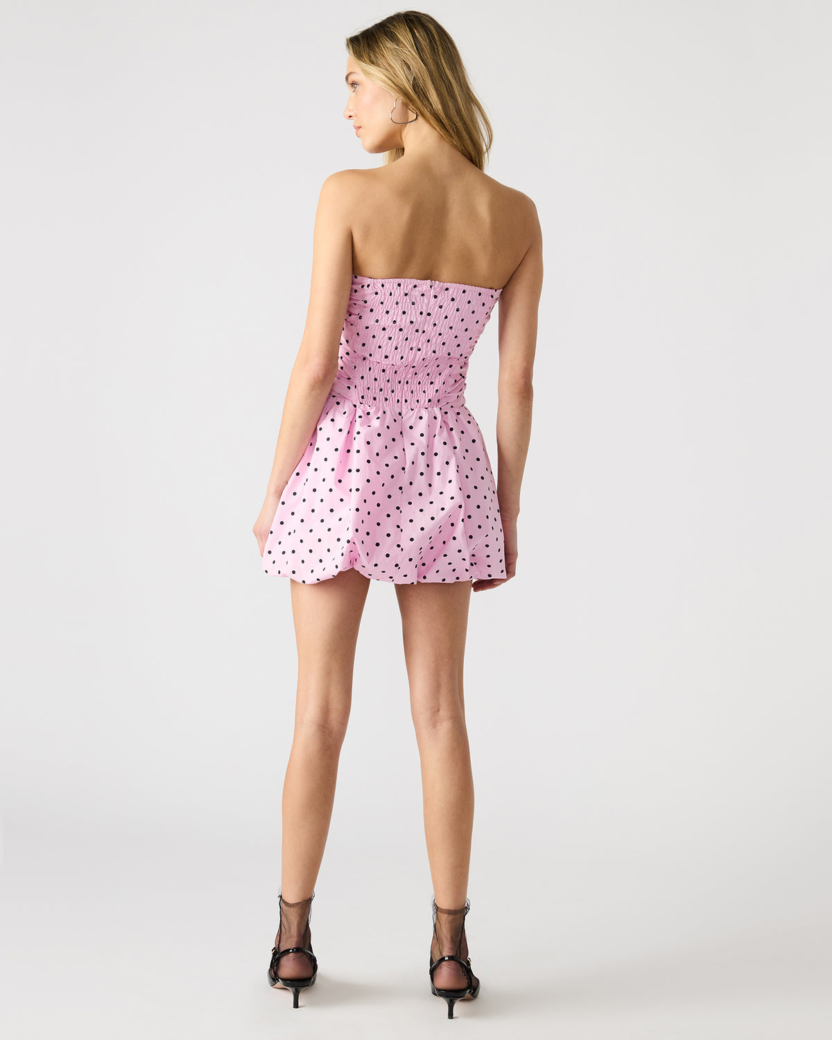 GIGI Pink Women's Strapless Mini Bubble-Hem Dress | Steve Madden Exclusive
