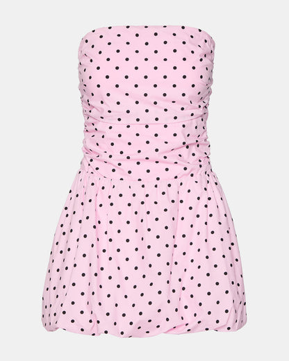 GIGI Pink Women's Strapless Mini Bubble-Hem Dress | Steve Madden Exclusive