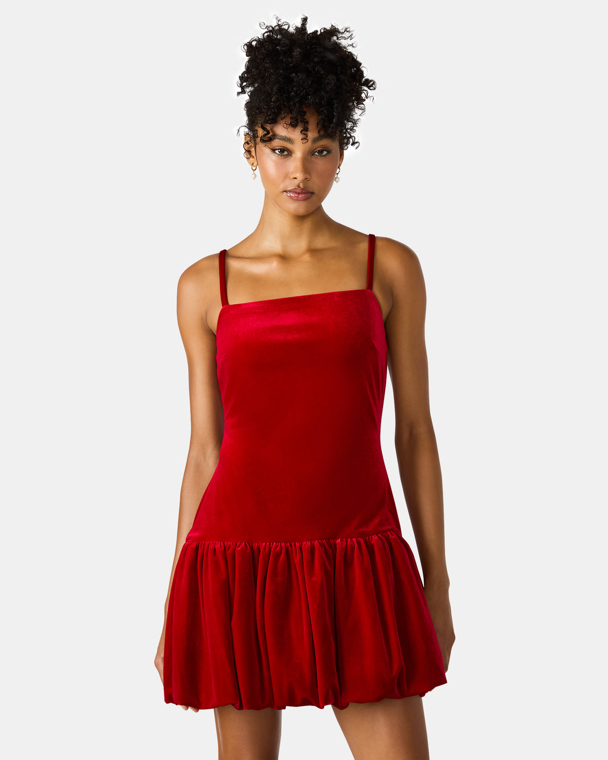 GIOVANNA Red Velvet Bubble Skirt Sleeveless Mini Women's Dress | Steve Madden Discount