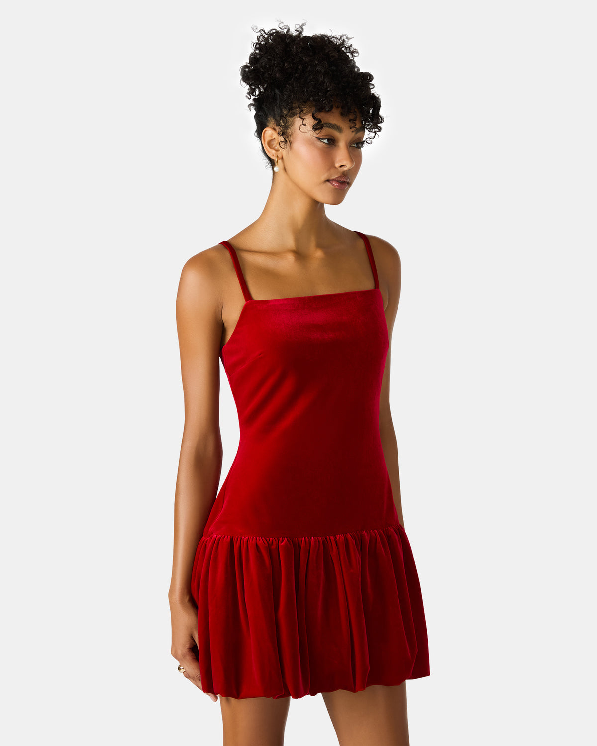 GIOVANNA Red Velvet Bubble Skirt Sleeveless Mini Women's Dress | Steve Madden Discount