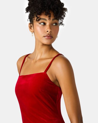 GIOVANNA Red Velvet Bubble Skirt Sleeveless Mini Women's Dress | Steve Madden Discount