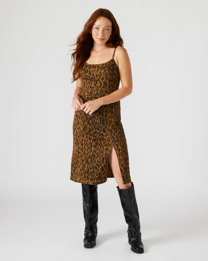 GISELLE Leopard Women's Midi Women's Dress with Slit | Steve Madden Best Price