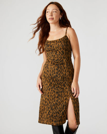 GISELLE Leopard Women's Midi Women's Dress with Slit | Steve Madden Best Price