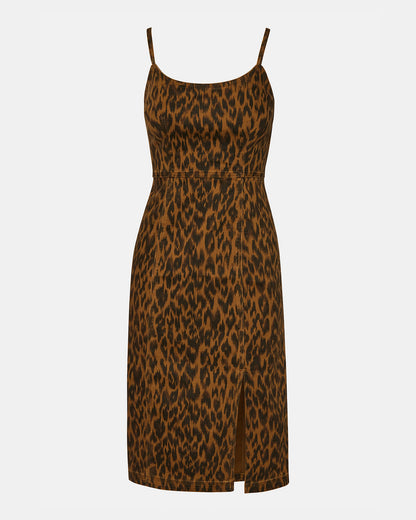 GISELLE Leopard Women's Midi Women's Dress with Slit | Steve Madden Best Price