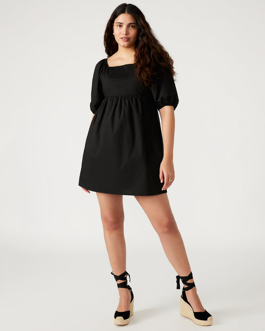 INARA Dress Black | Women's Puff Sleeve Mini Dress | Steve Madden Essential