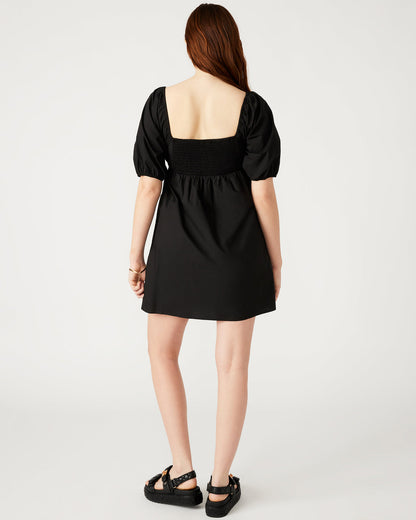 INARA Dress Black | Women's Puff Sleeve Mini Dress | Steve Madden Essential