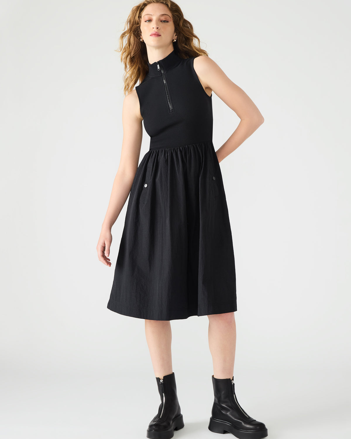 BERLIN White Women's Mock Neck Midi Dress | Steve Madden Everyday