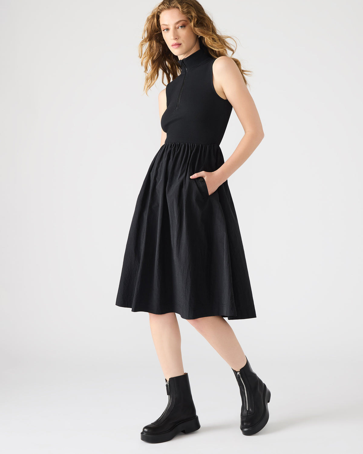 BERLIN White Women's Mock Neck Midi Dress | Steve Madden Everyday