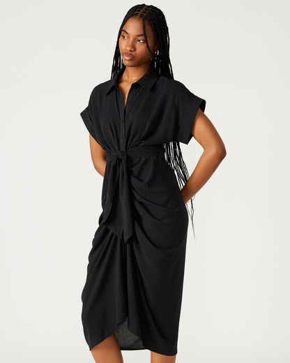TORI Black Knit Button Up Collared Midi Dress | Steve Madden Customer Favorite