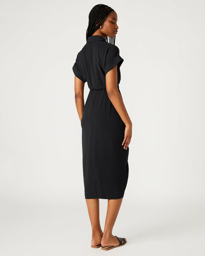 TORI Black Knit Button Up Collared Midi Dress | Steve Madden Customer Favorite
