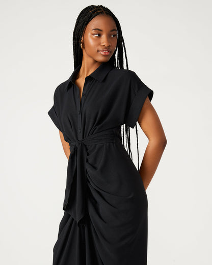 TORI Black Knit Button Up Collared Midi Dress | Steve Madden Customer Favorite