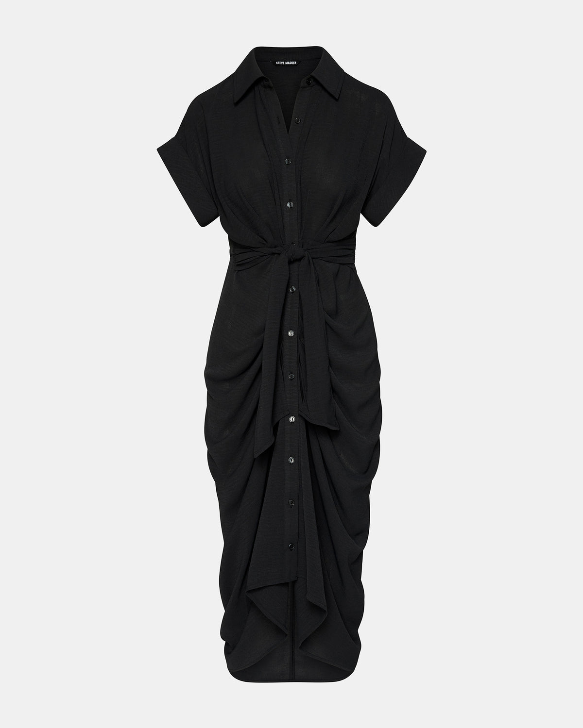 TORI Black Knit Button Up Collared Midi Dress | Steve Madden Customer Favorite