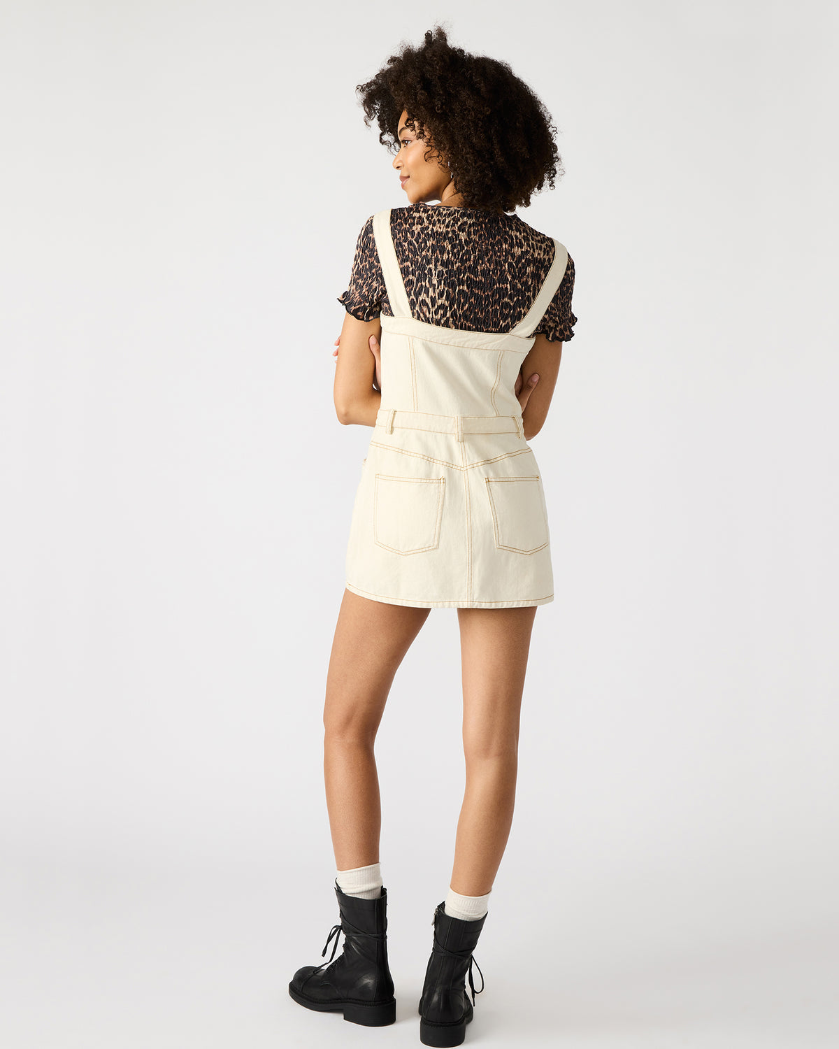 LAKE Cream Women's Button-Up Overall Mini Dress | Steve Madden Signature