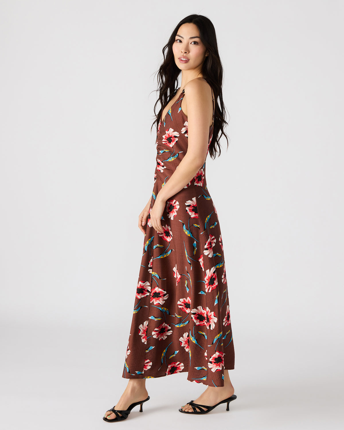 MONROE Brown Floral Print Flowy Maxi Dress | Steve Madden Quality