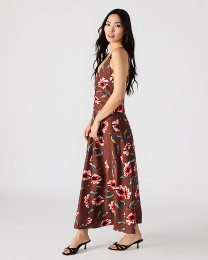 MONROE Brown Floral Print Flowy Maxi Dress | Steve Madden Quality