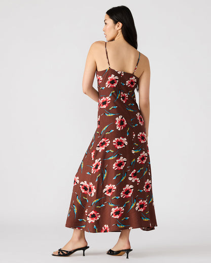 MONROE Brown Floral Print Flowy Maxi Dress | Steve Madden Quality