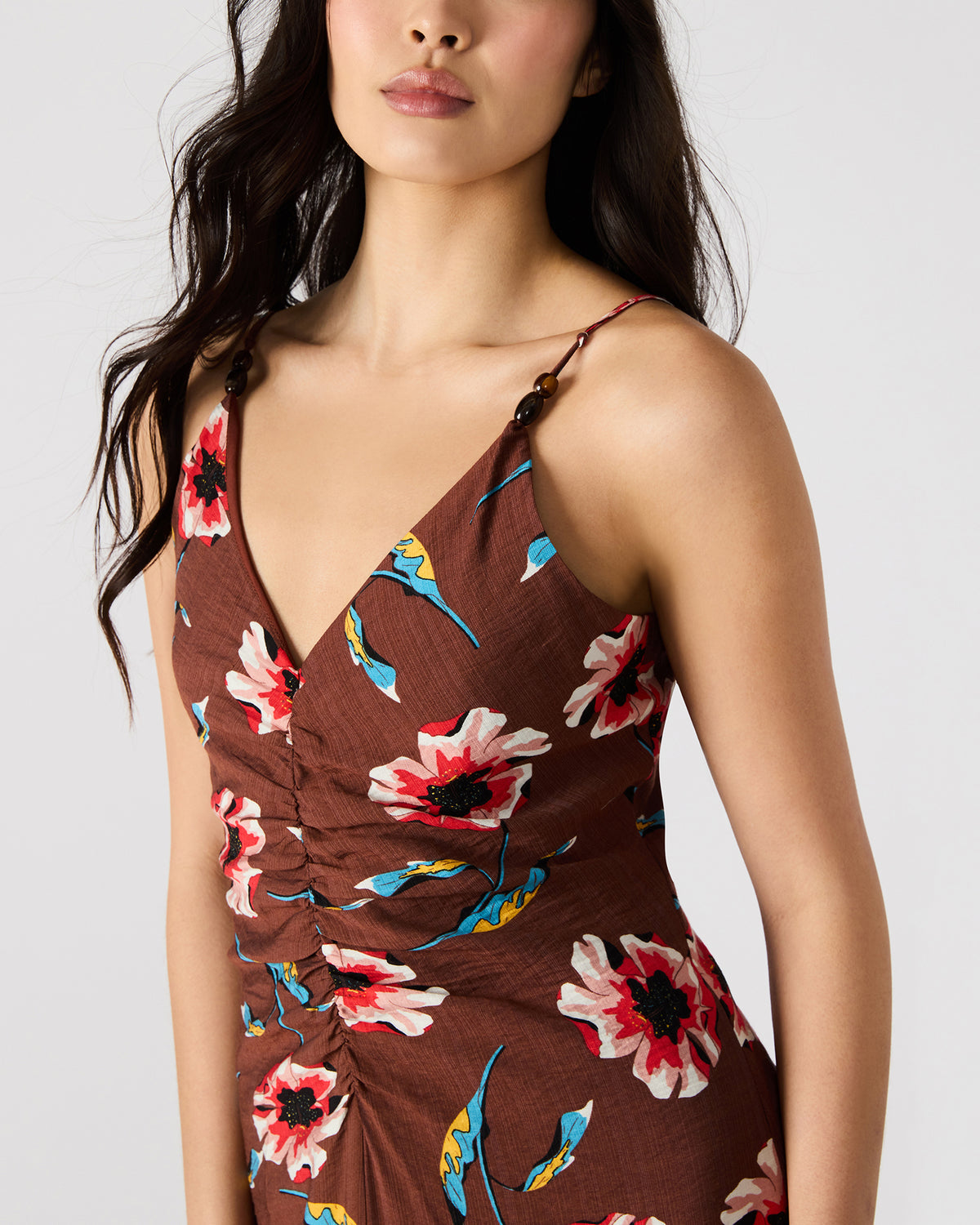 MONROE Brown Floral Print Flowy Maxi Dress | Steve Madden Quality