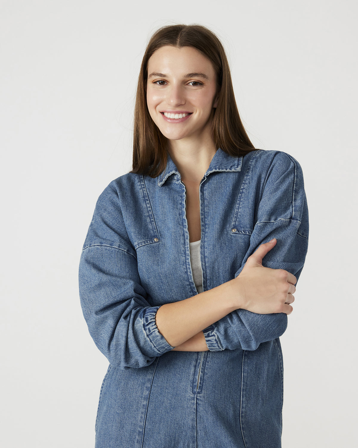 TRISTA Denim Women's Long-Sleeved Jumpsuit | Steve Madden Everyday