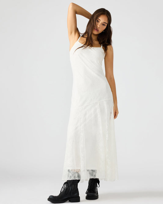 VEERA White Maxi Lace Flowy Women's Dress | Steve Madden Deals