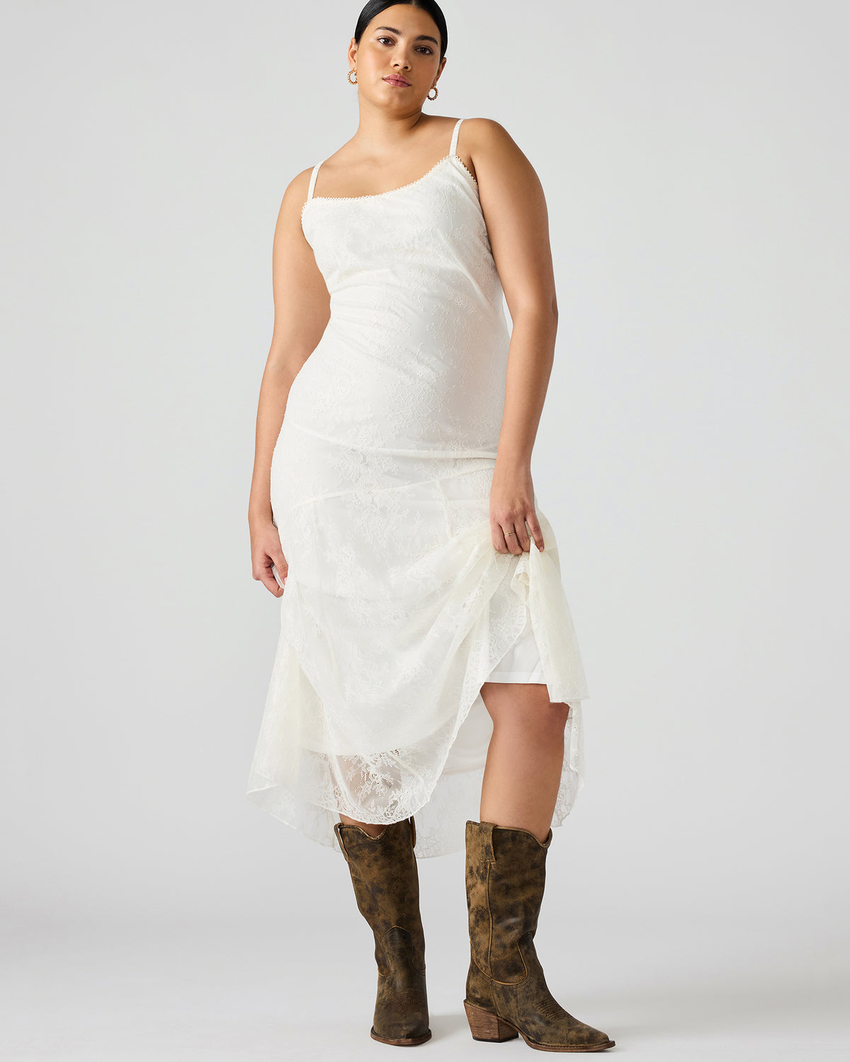 VEERA White Maxi Lace Flowy Women's Dress | Steve Madden Deals