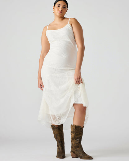 VEERA White Maxi Lace Flowy Women's Dress | Steve Madden Deals