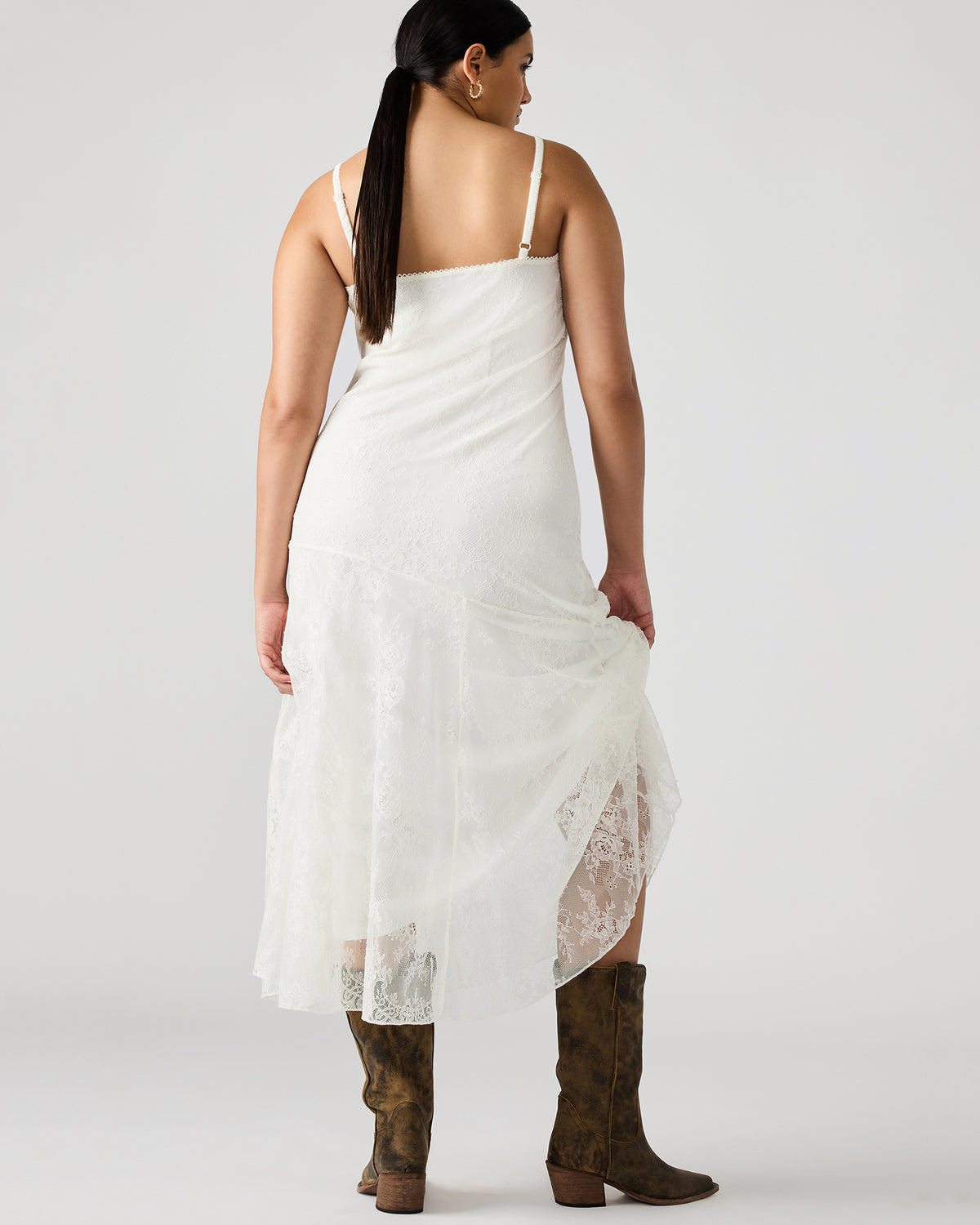 VEERA White Maxi Lace Flowy Women's Dress | Steve Madden Deals