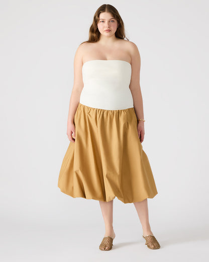 OLIVER Taupe Women's Strapless Midi Bubble Dress | Steve Madden Latest