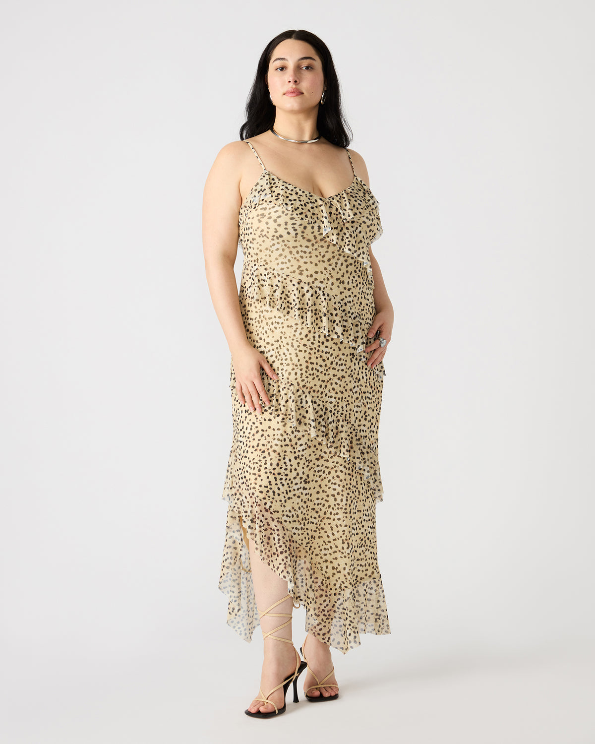 AIDA Sand Women's Flowy Sleeveless Ruffle Maxi Dress | Steve Madden Exclusive