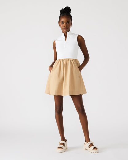 LYON Taupe Women's Collared Sleeveless Flowy Dress | Steve Madden Exclusive