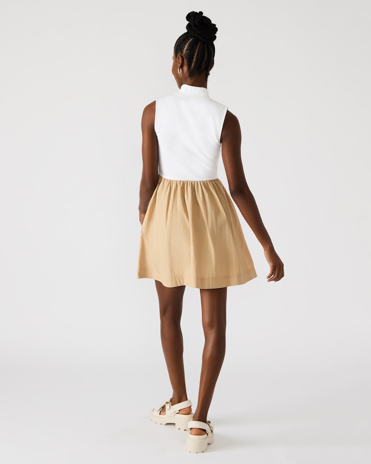 LYON Taupe Women's Collared Sleeveless Flowy Dress | Steve Madden Exclusive