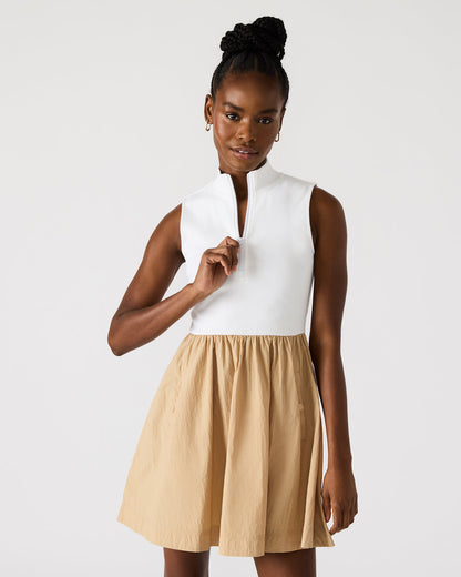 LYON Taupe Women's Collared Sleeveless Flowy Dress | Steve Madden Exclusive