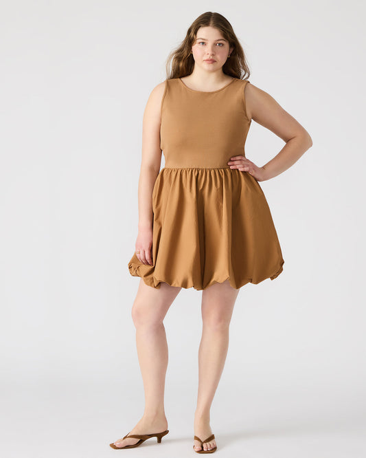 PALERMO Camel Women's Mini Bubble-Hem Dress | Steve Madden Essential