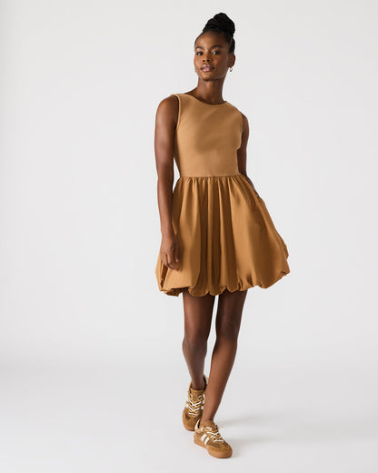 PALERMO Camel Women's Mini Bubble-Hem Dress | Steve Madden Essential