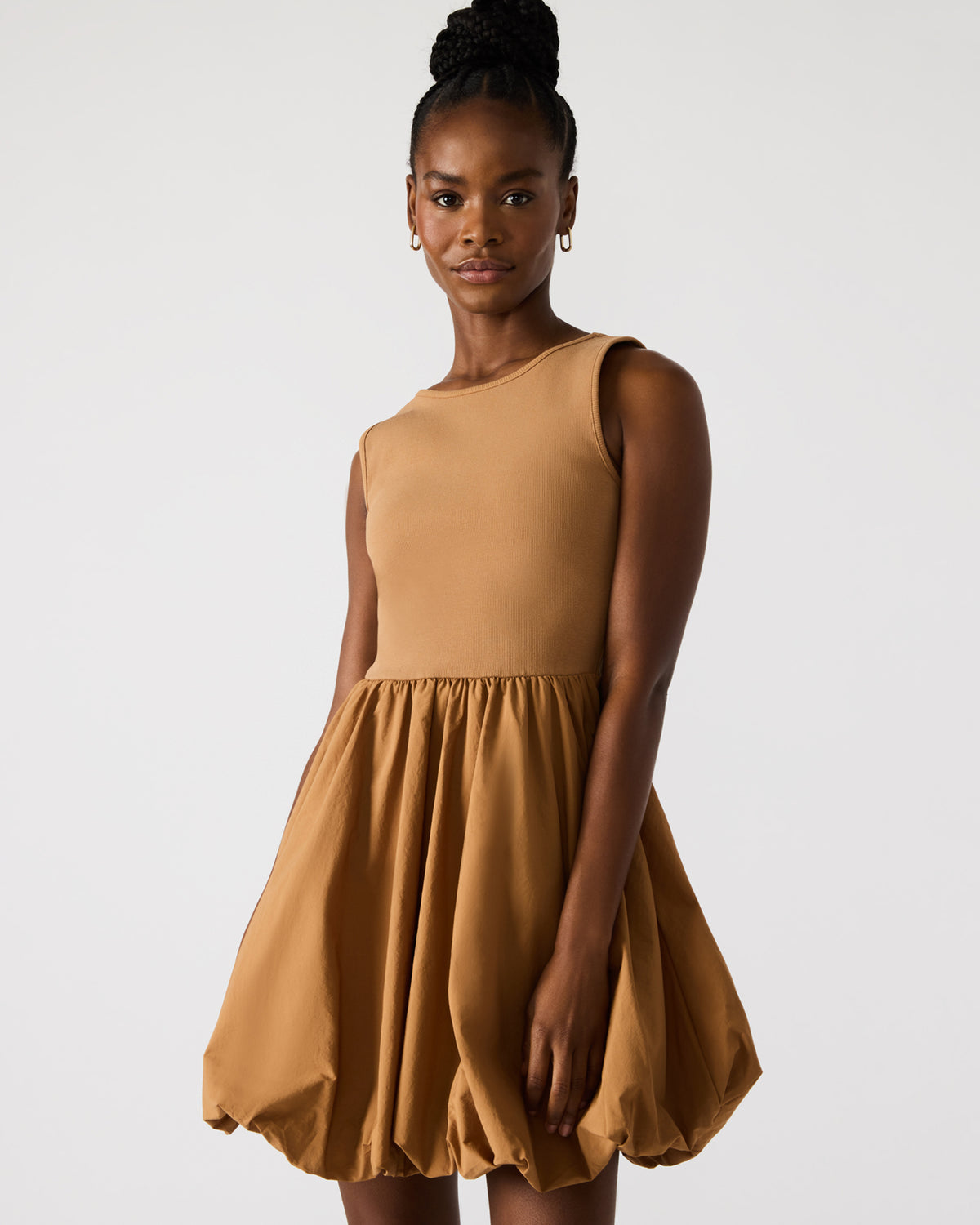 PALERMO Camel Women's Mini Bubble-Hem Dress | Steve Madden Essential