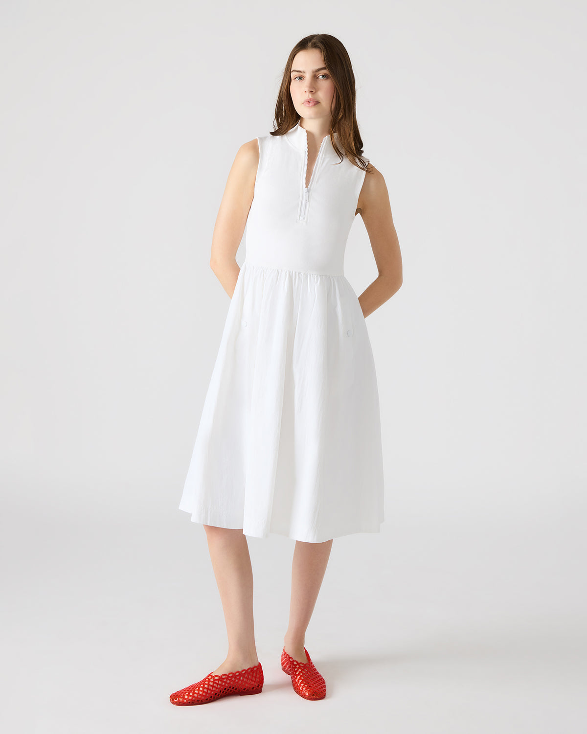 BERLIN White Women's Mock Neck Midi Dress | Steve Madden Value