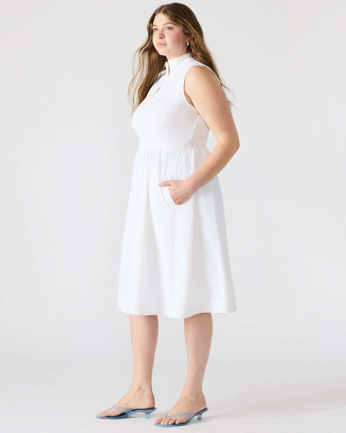 BERLIN White Women's Mock Neck Midi Dress | Steve Madden Value