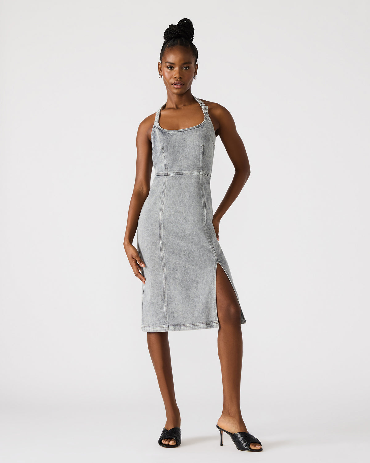 GIA Light Grey Women's Denim Midi Dress | Steve Madden Best Price