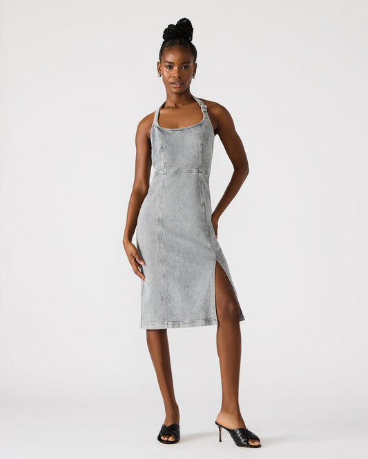 GIA Light Grey Women's Denim Midi Dress | Steve Madden Best Price